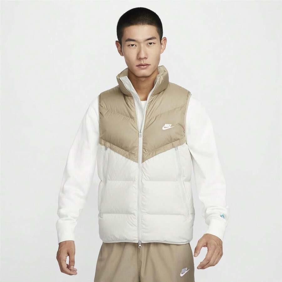 Men 1pc Letter Graphic Zipper Vest Down Jacket - Color - View 1