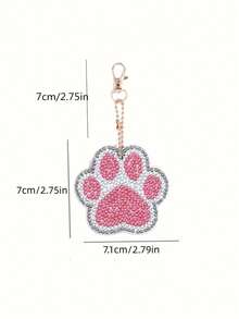 8 件钻石艺术钥匙扣，8.5cmX8.5cm/3.35 英寸X3.35 英寸全钻石画节日手工马赛克画钥匙扣，圆形钻石形钻石画可爱猫爪首饰 1 套 - 彩色 - 查看 3