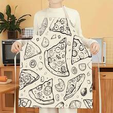 1件美味披萨图案围裙，创意、趣味、时尚印花家居清洁围裙，防水防油易清洗厨房烹饪围裙，创意家居围裙 - 彩色 - 查看 11