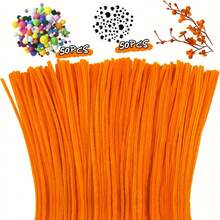 200件套完整手工入门套装：100根单色毛根、50个彩色绒球和50个不同尺寸的活动眼睛 | 适合初学者的DIY材料，可用于创意项目和节日礼物