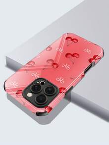 1 件时尚简约渐变樱桃图案防震软 TPU+PC 混合手机壳，适用于手机，是送给朋友、家人、情侣、生日、节日的绝佳礼物 - 彩色 - 查看 2