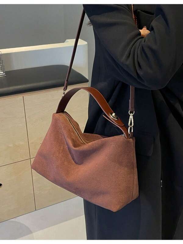 European And American Fashion Women's Handbag, New Autumn/Winter Suede Tote Bag, 2025 High-End Retro Stylish Shoulder/Crossbody Bag