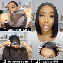 无胶直发鲍勃假发 13x4 女士蕾丝前假发 短直发鲍勃真人发假发 预拔预剪无胶假发 巴西假发 初学者可直接佩戴 适合所有人 音乐节 母亲节 狂欢节 - 自然色&黑色系 - 查看 13