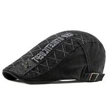 1pc Retro Breathable Men Cotton Ivy Flat Cap Newsboy Cap Adjustable Beret Cabbie Gatsby Driving Hat Adjustable Hat - xanh quân đội - Xem 10