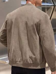 Chaqueta informal para hombre, con cuello alto y bolsillos con cremallera, ideal para viajar y para el ocio diario. - Caqui - Ver 2