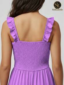 Women's Long Dress Plus Size Three Marias Evangelical Fashion Elegant Party Sleeve Strap Ruffle Duna - Pastel Lavender - View 6