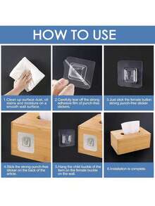 10/20个双面胶墙钩，无需钻孔，自粘式挂钩，适用于客厅、厨房、浴室等各种场景 - 透明色 - 查看 7