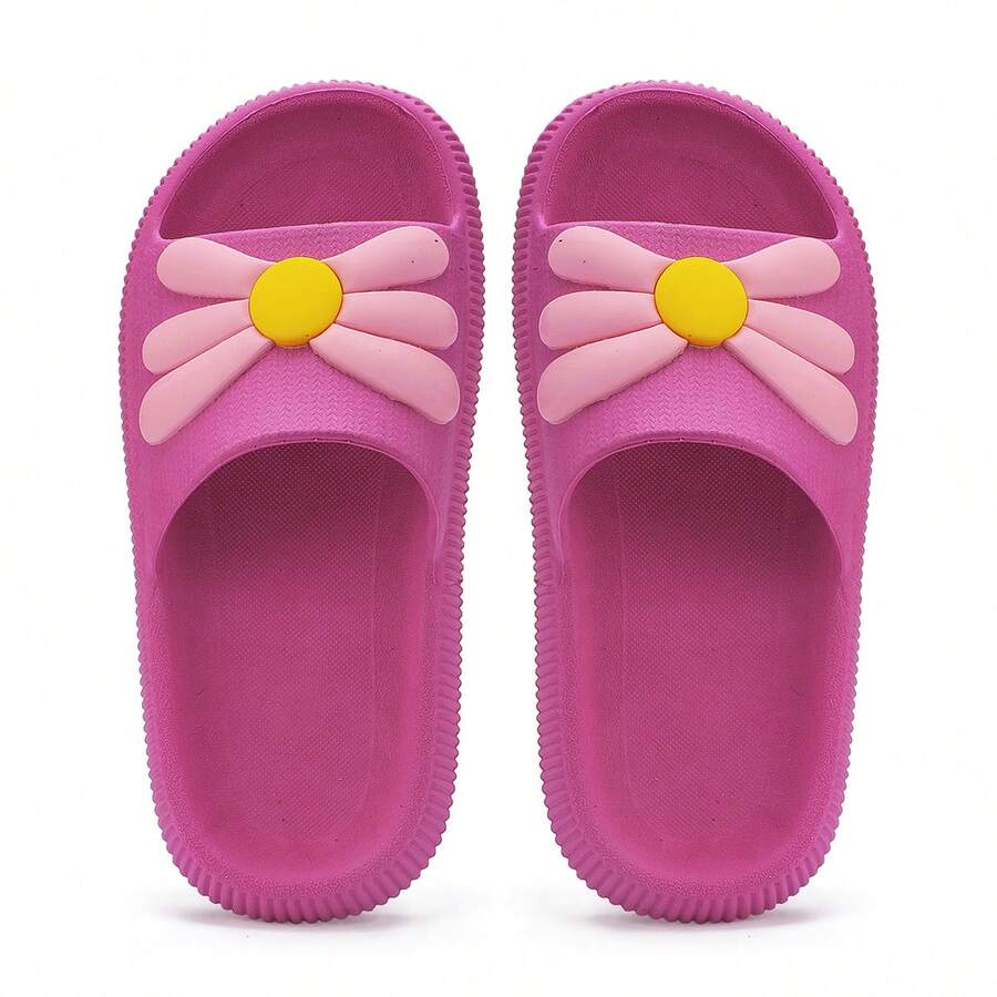 Cloud Flip Flops For Girls, Casual, Super Soft Flower - Hot Pink - View 1