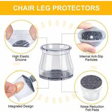 48 Pack Chair Leg Floor Protectors Small Chair Feet Protectors For Hardwood Floors Silicone Chair Leg Caps Covers Pads To Prevent Scratching And Reduce Noise During Use Ideal For Home Offices Dining Rooms And Living Spaces Fits Chair Legs From 15/16 To 1-5/16 - Clear48pack - 查看 5