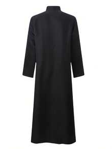 万圣节中世纪僧侣长袍巫师牧师角色扮演服装 - 黑色 - 查看 3