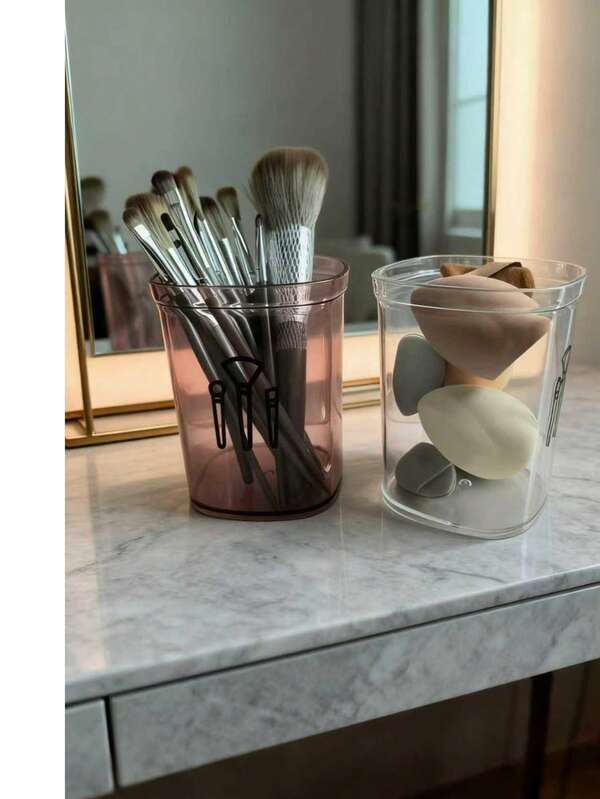 1pc Transparent Storage Box, Bathroom Cosmetics, Lipstick, Vanity Organizer, Dresser Top Shelf