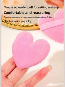 Heart-Shaped Flocked Powder Puff – Suitable As A Setting Powder Puff Specifically Designed For Contour Eye And Eye Corner Areas Fits All Skin Types Beauty Tool Accessories,Cheap,Stocking Stuffers,Makeup,Makeup Tools,Cheap Stuff,Gifts,Gifts For Women,Christmas Gifts - Pink - View 3