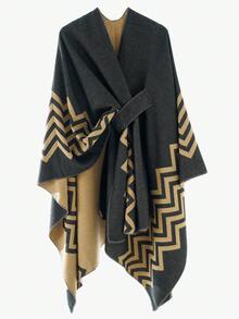 1 Áo choàng Poncho họa tiết kẻ caro đơn giản, thanh lịch, màu sắc tương phản dành cho nữ, thiết kế nhẹ nhàng, chống gió, ấm áp cho trang phục mùa xuân, thu và đông - Nhiều màu - Xem 28