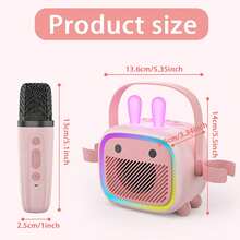 ODAPTO Máquina de karaoke para niños, altavoz Bluetooth portátil mini con 2 micrófonos inalámbricos y luces LED, juguetes para niños, regalos ideales para fiestas de cumpleaños y en el hogar para niñas y niños - Multicolor - Ver 4