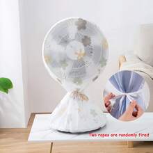 1 个风扇安全罩（绳子随机）-防夹网，风扇家用防尘罩，防水、防潮、防尘风扇保护器，易于穿脱，可水洗和可重复使用，保持风扇清洁，适用于学校、办公室、家庭、旅行、可水洗、图案防水防尘风扇罩，家用垂直风扇保护器，透气网眼设计