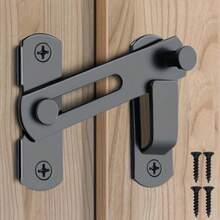 1pc Universal Door Lock, Stainless Steel Manual Handle, 180° Flip Sliding Lock For Garage Bathroom Outdoor, No Battery No Electricity Needed - 黑色 - 查看 1