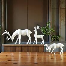 3 قطع من تماثيل الغزلان الأنيقة ذات التصميم المعقد للقرون، ديكور المنزل وغرفة المعيشة، رف الكتب، عرض النافذة، ديكور طاولة، مثالي لديكور غرفة النوم/غرفة المعيشة في عيد الميلاد والعطلات الشتوية، هدية عيد الميلاد، هدية عيد الحب - بدلة غزال بيضاء من 3 قطع - مشاهدة 6