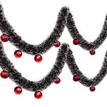 6.56ft Christmas Rattan, Deep Green And White Edge Christmas Decorative Garland, Wedding Party Holiday Decor Snowflake, 3.54 Inch Diameter