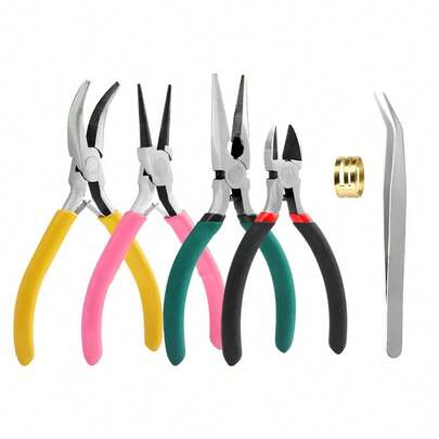 QIAO 3/4/6Pcs Metal Jewelry Making Pliers Cutter Chain Round Bent Nose Beading Making Tools Kit For DIY Jewelry Crafting And Jewelry Repair