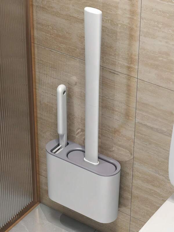 Toilet Brushes, Wall-Mounted Toilet Brush, Silicone Soft Toilet Brush Head, Long Handle Toilet Brush, Multi-Functional Household Brush, Household Cleaning Tool, Essential Household ItemToilet Brushes And 1 Toilet Seat Ring, Wall-Mounted Toilet Brush, Silicone Soft Toilet Brush Head, Long Handle Toilet Brush, Multi-Functional Household Brush, Household Cleaning Tool, Essential Household Item