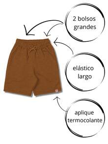 kit com 5 bermudas infantil masculino com 2 bolsos de moletom. Cores sortidas. - Multicolorido - Visão 5
