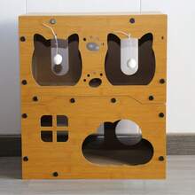 2-Tier Cat Scratching Post With Cardboard House, Lounging Pad & Scratching Mats For Small Cats And Pets To Play, Rest And Sleep - Durable Cardboard Entertainment For Cats To Prevent Furniture Damage