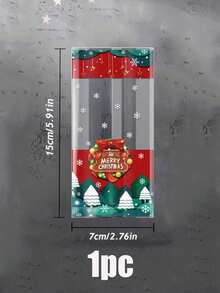 50pcs Christmas Transparent Snack Candy Bags, Gift Packaging Bags, Holiday Baking Dessert Cookie Self-Sealing Bags,Durable Material, Suitable For Candies, Gifts, Suitable For Christmas Decorations, Holiday Parties, Seasonal Decorations, Christmas Baking Supplies, Christmas Kitchen Storage Bags