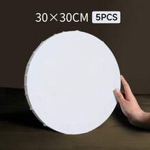 1pc/5pcs Framed Round Blank Canvas for Painting, Premium MDF & 100%Cotton Stretched Canvas for Painting, Drawing, & DIY Crafts, Assorted Sizes 15cm to 60cm, Perfect for Acrylic Pouring and Oil Painting, Ideal for Artists, Students, & Hobbyists - Blanco - Ver 10