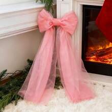 Adorno colgante para la punta del árbol de Navidad con lazo, ideal para decorar el hogar en fiestas navideñas de invierno. - Rosa - Ver 3