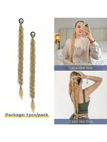 24 Inch Synthetic Long Fried Dough Twists Braid Ponytail Extension Belt Rubber Belt Boxing Braid Extension Belt, Suitable For Women's Daily Use