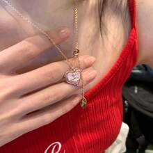 1pc New Heart Saturn Necklace For Women, Light Luxury Niche Design Clavicle Chain, High-End Neck Chain - T3226-a - View 7