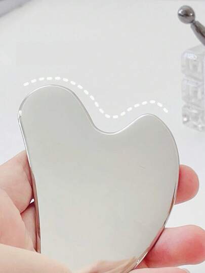 1pc/2pcs 1pc Stainless Steel Heart-Shaped Gua Tool 2pcs Stainless Steel Heart-Shaped Gua Tool And Velvet Bag For Facial Massage, Portable Muscle Relaxation Massage Board,Stainless Steel Gua Facial Tools - Face Massage Tools - Smooth Sturdy Metal Guasha Tool For Face Body Reduce Puffiness -