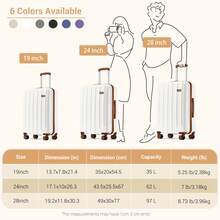 Cabin Luggage Carry On Suitcase 19 24 28 Inch ABS Hardshell TSA Lock 360 Spinner Wheels Lightweight 3 Piece Set Hand Check In Travel Unisex Sizes - Milky - View 8
