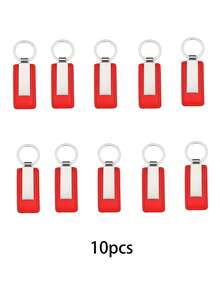 1pc/10pcs Customized Name Text Metal PU Leather Keychain, Laser Engraved Logo Small Gift Pendant, Backpack Decor Accessory, Birthday Party Favor For Friends - Red - View 11
