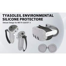 Juego de cubiertas de silicona VR para Meta/Oculus Quest 3, diseño mejorado con protección completa para Quest 3, 5 en 1 accesorios VR con cubierta protectora, regalo ideal para cumpleaños y Navidad (no incluye el auricular VR y el controlador) (Gris)