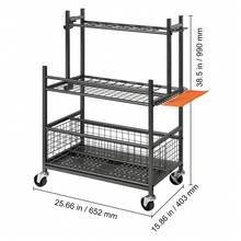 Garden Tool Organizer, 16 Slots With Hooks, Yard Tool Tower Rack With Wheels For Garage Organization And Storage, Hold Long-Handled Tool/Rake/Broom, Metal Tool Stand Holder For Shed, Outdoor - Black - View 10