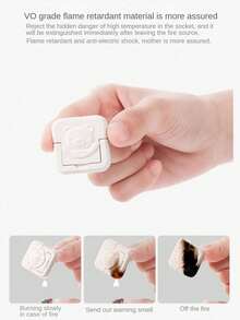 10个装阻燃三孔小熊防触电保护盖插座面板插头盖，防漏，阻燃材质，插头帽 - 白色 - 查看 7