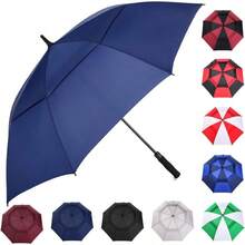 Large, 54626872 Inch Automatic Open, Oversize Double Canopy Vented Windproof Waterproof Sports Stick Umbrellas Rain - 藏青色+68吋 - 查看 2