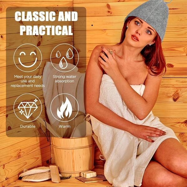 Cappello da sauna in feltro per tutte le stagioni, cappello assorbente e minimalista alla moda per spa, bagno, sauna - regalo di Capodanno, accessorio per sauna, sauna portatile per uso domestico, cappello da sauna unisex, coperta sauna compatta