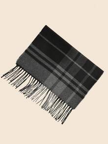 新款秋冬情侣针织格纹条纹双面流苏保暖围巾，百搭送给男友/女友、老师、学生，生日礼物佳选，长款加厚保暖围脖，日韩风