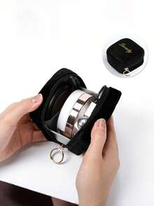 1pc New Mini Cosmetic Pouch, Lipstick Bag, Plush Velvet Makeup Bag With Golden-Tone Zipper And Keychain, Compact Travel Organizer For Lipstick, Earphones, Jewelry, Small Makeup Bag, Coin Purse