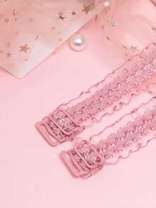 Bridal Shoulder Strap,Women Bra Straps Replacement Decorative Wave Striped Lace Trim Shoulder Belts