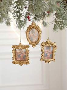 1 pieza Mini marcos de fotos dorados, pequeños marcos de fotos vintage antiguos con vidrio, pequeño marco de fotos para decoración del hogar, hotel, árbol, adornos navideños, decoración de mesa, exhibición de joyería, accesorios para fotografía