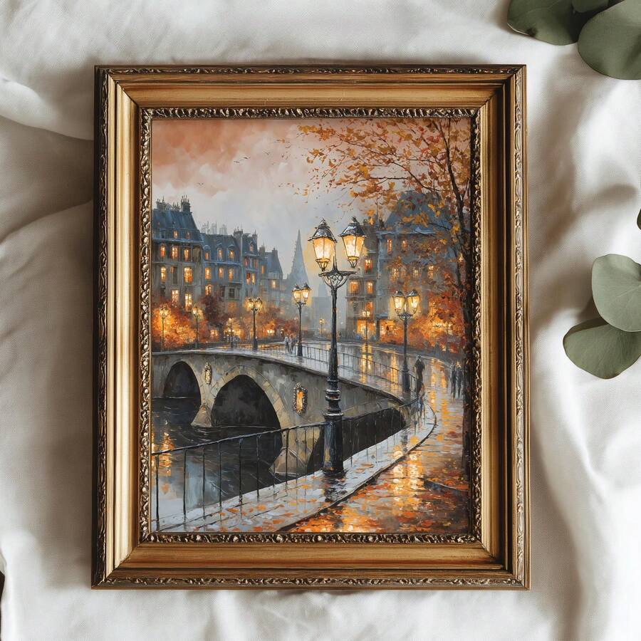 1pc Frameless Autumn Street Scene Cozy Town Lamp Yellow Maple Leaves Wall Art Fall Season Canvas Painting For Living Room Bedroom Dorm Room Decor Poster Funky Posters Room Decor Bedroom Prints For Wall Autumn Landscape Fall Town Scene Seasonal Decor Cozy Street Art