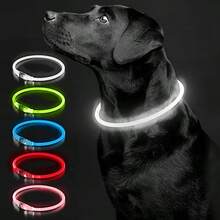 Collar luminoso para perro, carga de collar de gato con luz LED, accesorio de moda con luz intermitente DIY brillante y de para mascotas para uso nocturno