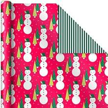Hallmark Papel de regalo de Navidad rosa con líneas de corte en el reverso (3 rollos: 120 pies cuadrados) rosa, menta, oro, reno, árboles de Navidad, copos de nieve(rojo, verde) - Tipo 8 - Ver 5