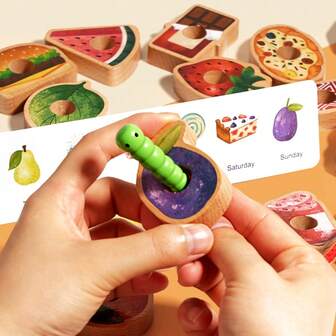 Gra w koralikowanie dla dzieci na wczesną edukację, gra w koralikowanie gąsienicy, trening koncentracji, rozwój małej motoryki, trening logicznego myślenia, zabawka dla dzieci, wspaniały prezent świąteczny