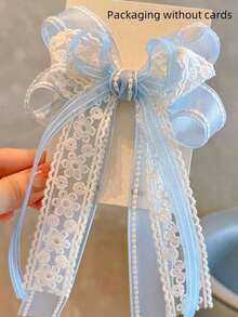 1pc Girls Fresh Sweet Strawberry Knot Bow Ribbon Hairclip - Màu xanh lam - Xem 2