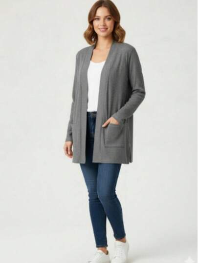 Cárdigan Abierto Y con Bolsillos - Elegancia Casual