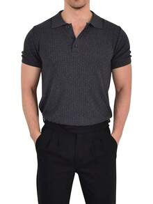 JOHN LEOPARD - Men's Knitted Polo Shirt - Blue - View 7